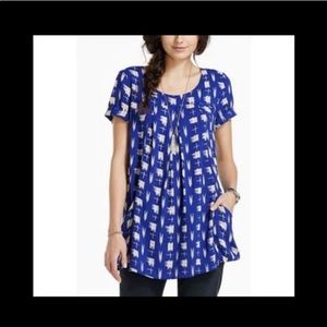 Anthro blue Holding Horses blouse with pockets